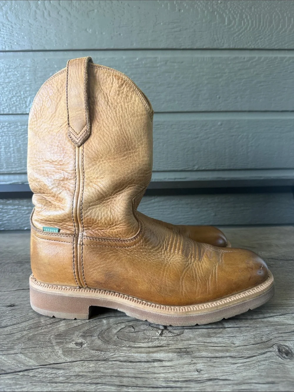 Tecovas Men’s The Rugged Square Toe Western Tan Leather Work Boots size 9D